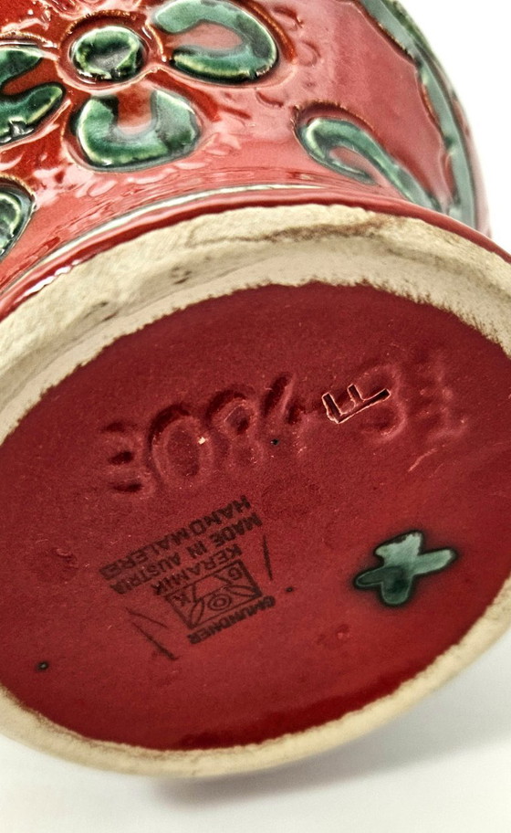 Image 1 of Pichet en céramique peint à la main vintage GMUNDNER Keramik Autriche du milieu du siècle