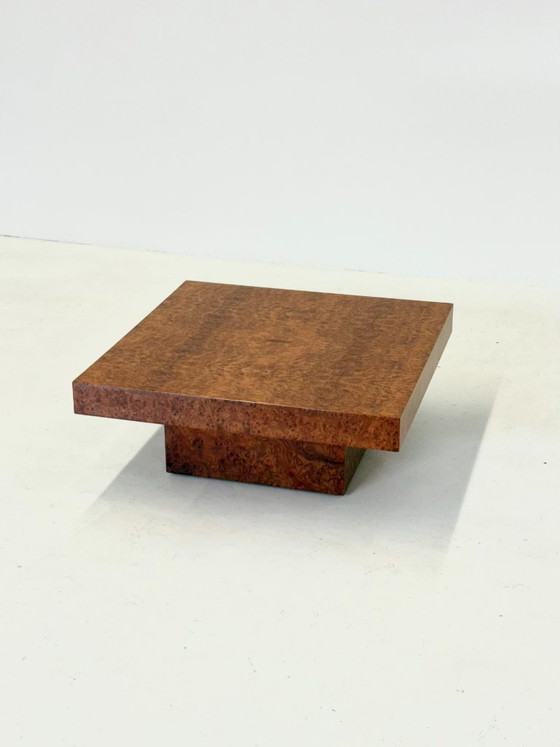 Image 1 of Square coffee table by Fratelli Turri with burl wood
