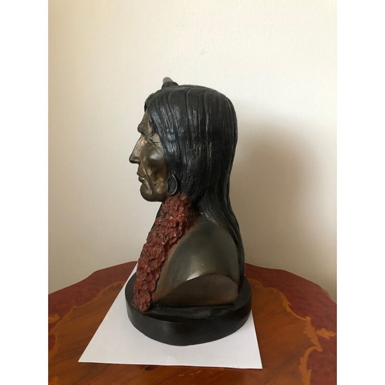 Image 1 of Vintage sculpture of a Native American face