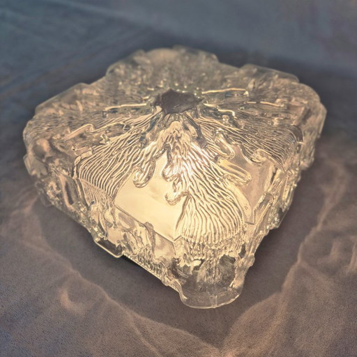 Mid Century Modern Glass Flush Mount Ceiling Light 20cm – Space Age Textured Crystal E27 Lamp