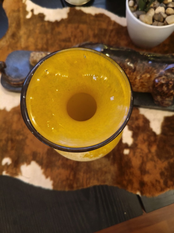 Vintage Blown Glass Vase – Metal (photo 4 of 5)