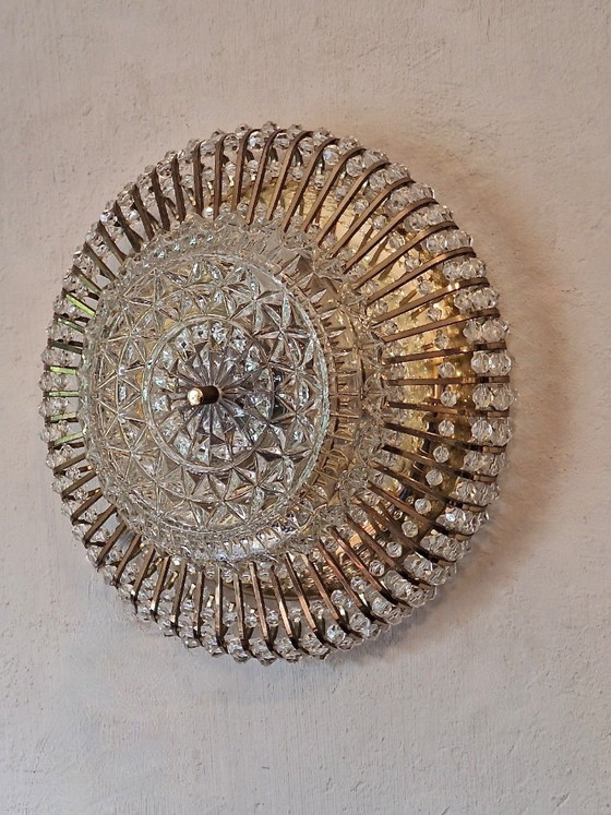 Lámpara de techo de latón y cristal de Ernst Palme Palwa, década de 1970. – Plafones, Brass (photo 6 of 8)
