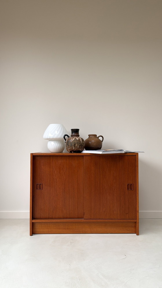 Image 1 of Vintage Danish wooden cabinet with sliding doors