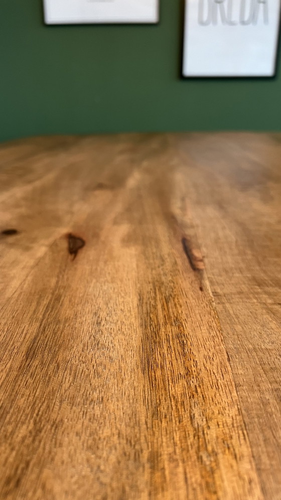 Image 1 of Mango wood dining table with steel legs