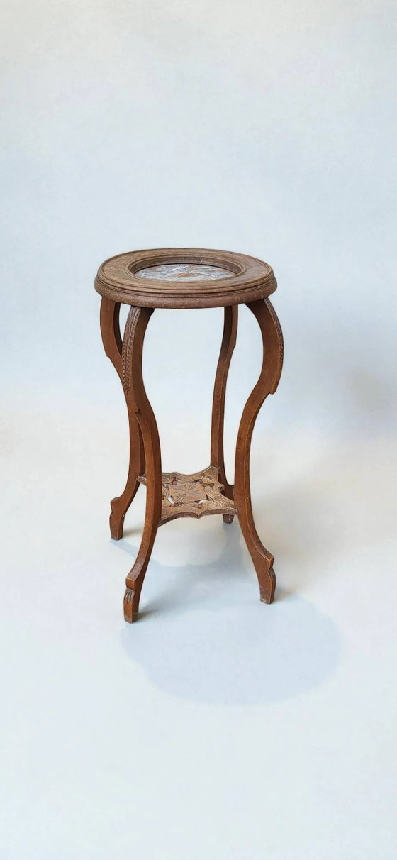 Art Deco wood/marble side table (photo 5 of 6)