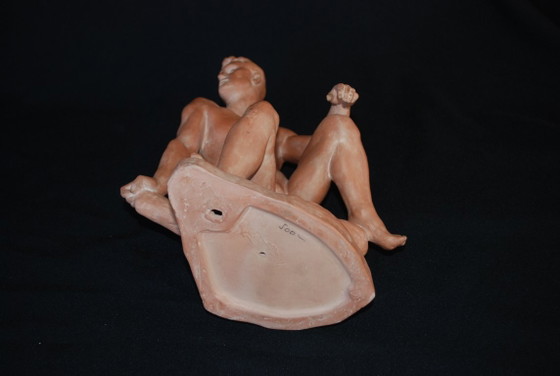 Image 1 of Nackter Mann sitzt auf einem Felsbrocken. Künstler: Jenö Grantner (1907–1983)