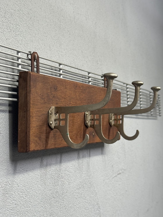 Image 1 of Authentic 1930s coat rack - wood with metal hooks