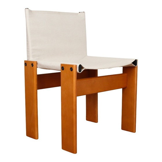 Image 1 of 10x Monniksstoelen van Afra en Tobia Scarpa voor Molteni in notenhout en canvas, Italië, jaren 70