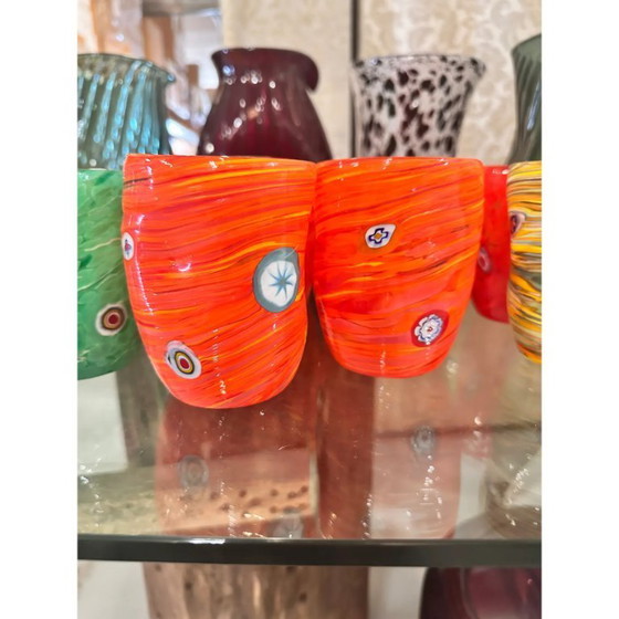 Image 1 of Barras de ámbar vibrantes contemporáneas y cristal de Murano Murrine – Juego de 6