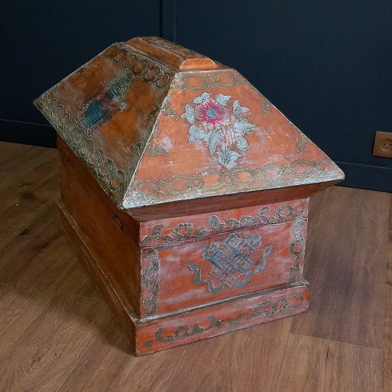 Image 1 of Cofre nupcial húngaro antiguo pintado a mano