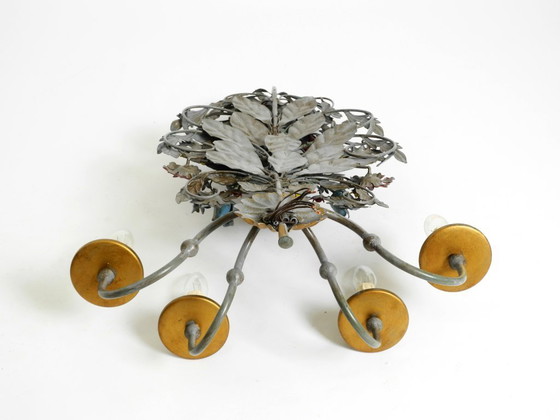 Image 1 of Immense et magnifique applique murale en métal doré et peint à la main, datant des années 1960, signée Hans Möller.