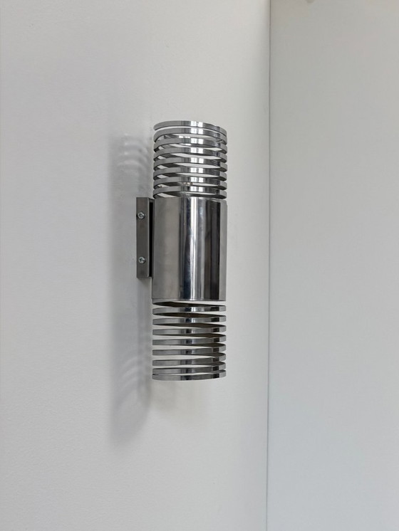 Image 1 of Paar antike, verchromte Metall-Wandleuchten mit Federmechanismus, Frankreich, 1970