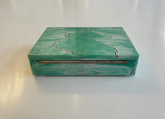Image 1 of Box aus Amazonite mit Scharnier aus Echtsilber Juweliersarbeit