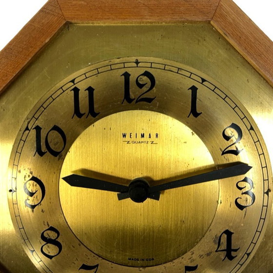 Image 1 of Reloj de pared de Weimar, octogonal, de latón y madera, Alemania, década de 1970