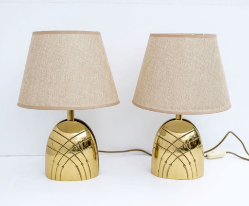 Paar Mid Century Italiaanse koperen tafellampen, 1970
