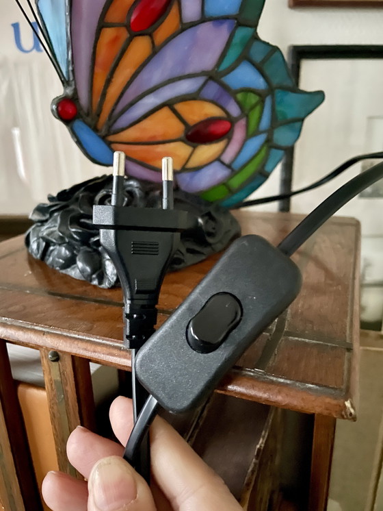 Image 1 of Vintage Tiffany-style butterfly lamp