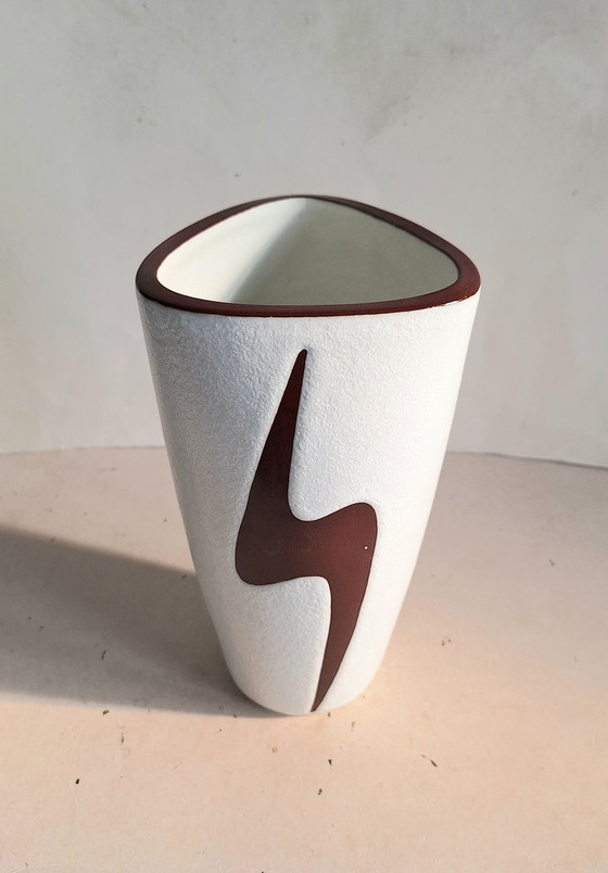 Image 1 of Jaap Ravelli's vintage ceramic vase with a lightning bolt. 1953.