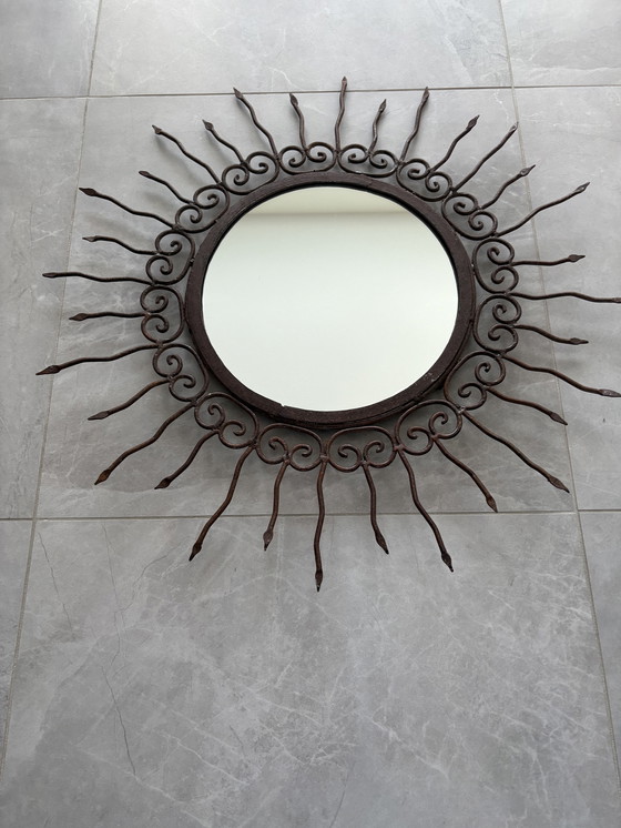 Image 1 of Smeedijzer zonspiegel vintage 