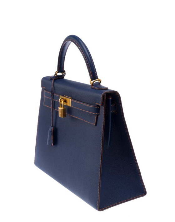 Image 1 of Borsa Hermes Kelly 32 En Cuir Bleu - 103430