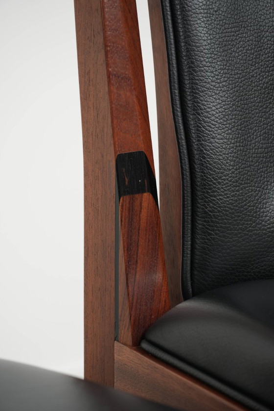 4x elegant black cowhide leather and wood Art Deco dining chair by Schuitema from the Decoforma series (photo 17 of 17)