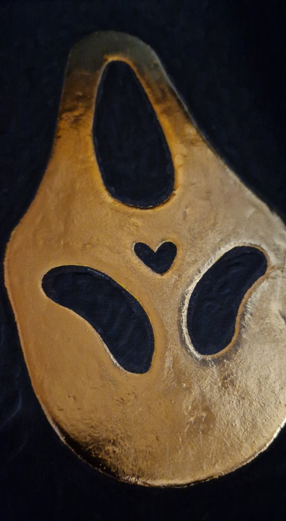 Image 1 of Masque Scream en or 23 carats, cadre doré, édition limitée années 80