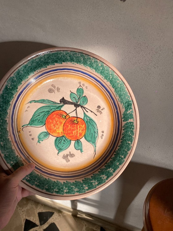 Grande assiette/bol mural vintage en céramique sicilienne des années 1970 – Motif d'agrumes peint à la main – (photo 7 of 7)