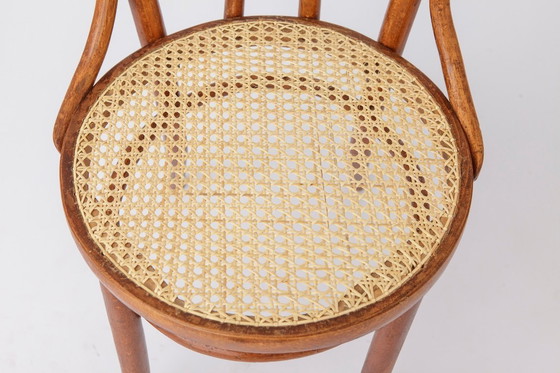 Image 1 of Set of 2 Bentwood Angel Chairs 1940s, Vienna Cane Seats, Stained Beech Wood, Vintage Dining Chairs