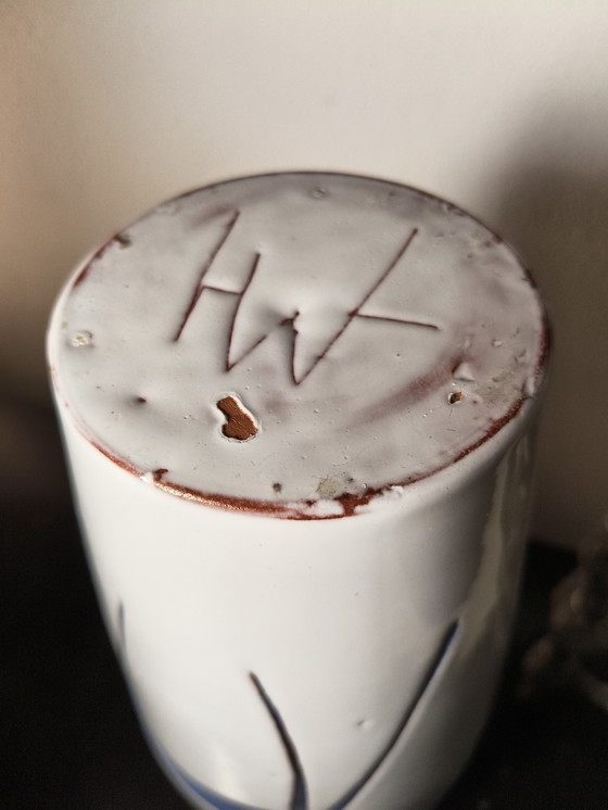 Image 1 of Vintage design modernist ceramic vase by Hans Wagner with stylized abstract figures