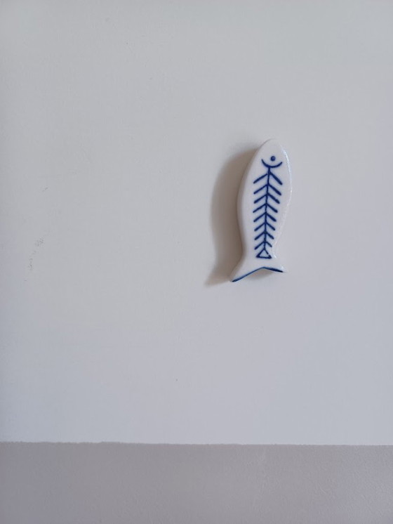 Image 1 of 6 porseleinen messenleggers vis - Movitex - muurdecoratie