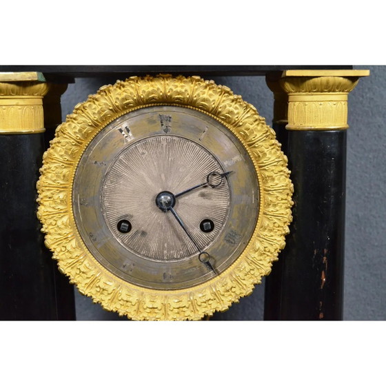 French Napoleon III Ebonized Wood Portico Mantel Clock, Circa 1860 – Brass (photo 11 of 13)