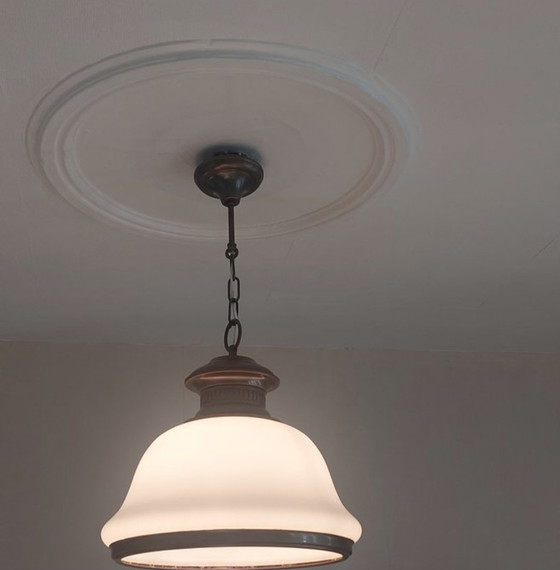 Vintage lamp 1970 fully restored and new electrical wiring – Pendant lamps, Glass, Metal (photo 4 of 11)