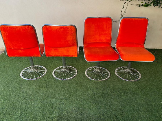 Space Age Table Et 4 Chaises Entièrement Restauré – Salles à manger complètes, Chrome (photo 7 of 15)