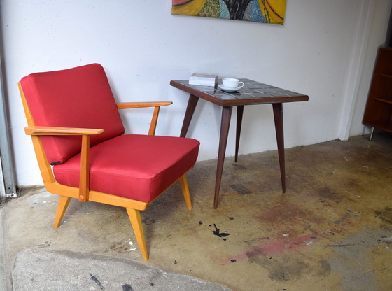 Image 1 of Table basse en céramique des années 1950, table d'appoint vintage, table en forme de rein, table de canapé