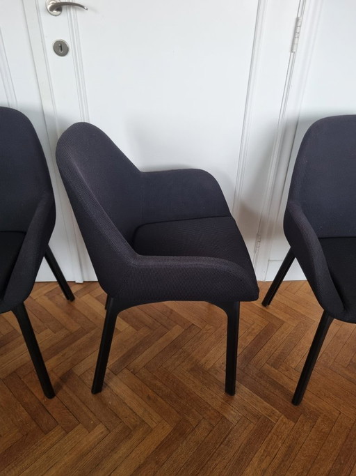 4x Kartell Clap – eetkamerstoelen, Plastic, Textile