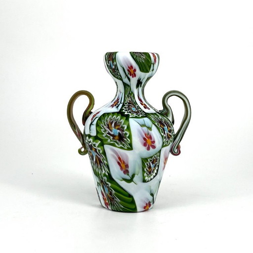 Vintage Murano Millefiori glass amphora – attr. Fratelli Toso