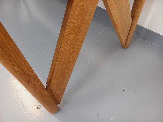 Image 1 of Exceptional suite of a large rectangular table and 4 vintage Brutalist chairs in solid oak from the 60s