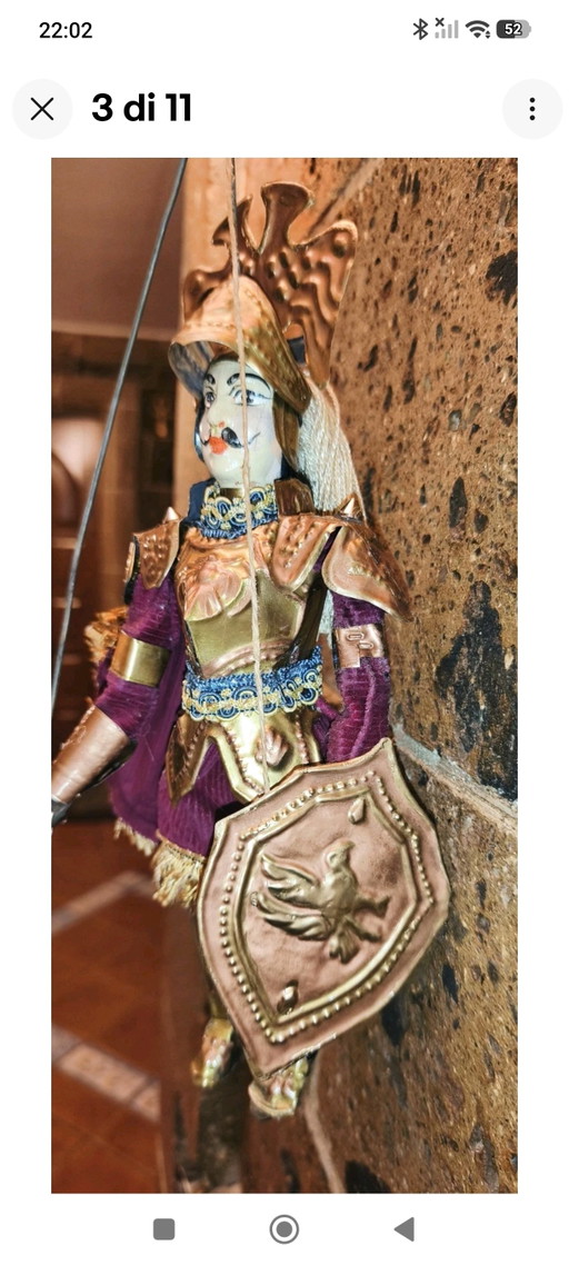 Pupo Sicilian Puppet Vintage 32cm – decoratieve objecten, Metal, Textile (photo 2 of 9)