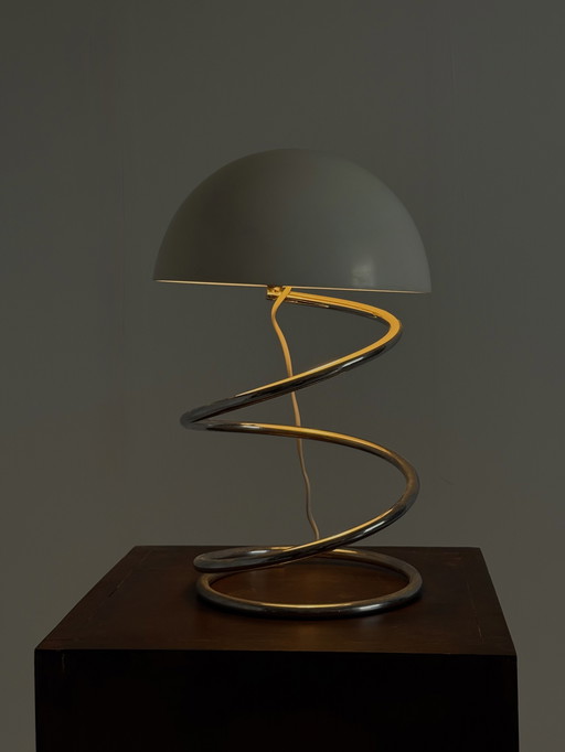Lampe de table italienne vintage en forme de spirale de l'ère spatiale