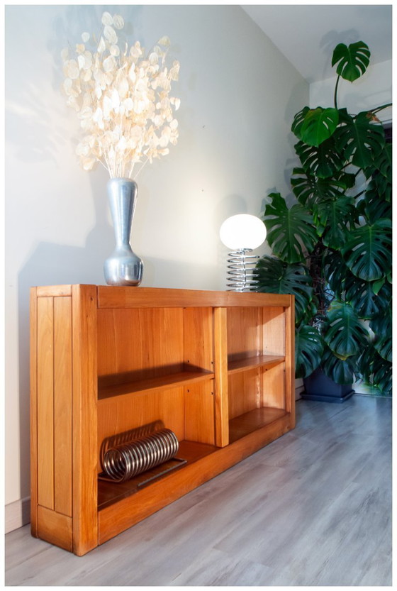 Image 1 of Libreria/credenza bassa minimalista in olmo, 1980
