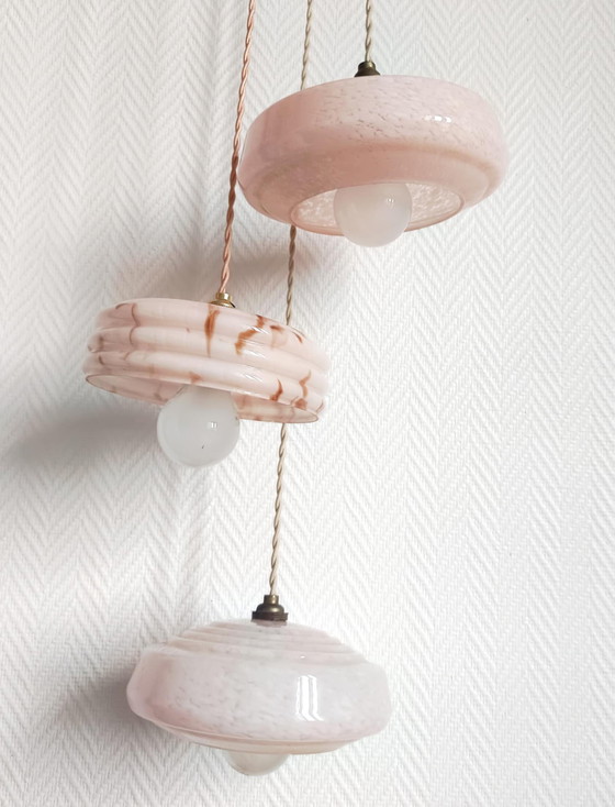 Image 1 of Suspension cascade globes verre de Clichy vintage