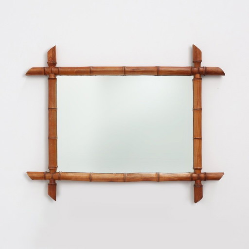 20th century rectangular faux bamboo wall mirror, France ca. 1960
