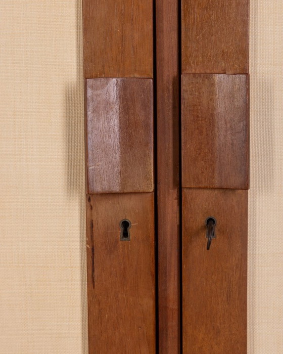 Image 1 of 1960s Italian Design Two-Door Wardrobe in Wood and Fabric