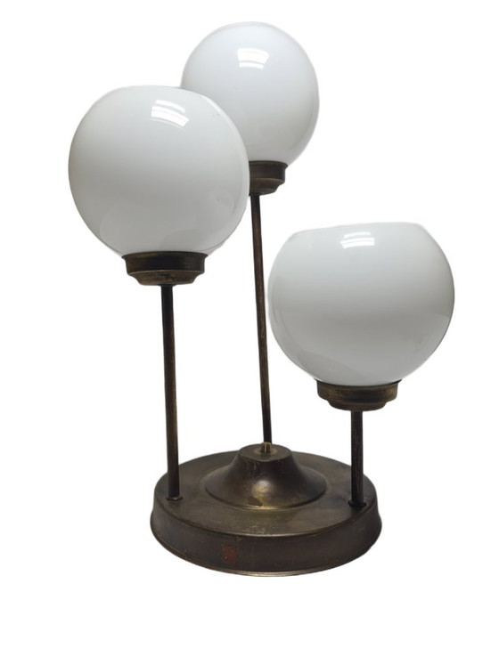 Lampadario in stile Art Déco, Polonia, anni '60 – Glass, Metal (photo 3 of 12)