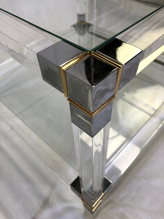 Image 1 of Table d'appoint en plexiglas et laiton 1980