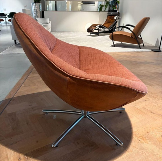 Label vandenberg Hidde Soft fauteuil pivotant, Label Van den Berg, Cuir, Textile, Marron (photo 2 sur 5)