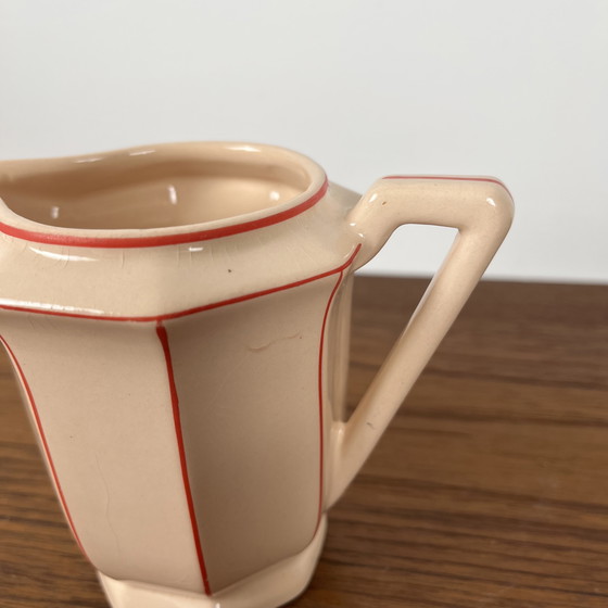 Image 1 of Digoin-Sarrguemines Art Deco Pink and Red Coffee/Tea Set