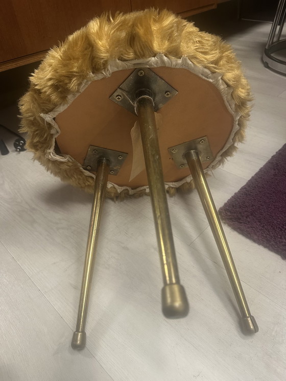 Image 1 of Sgabello vintage in pelliccia sintetica