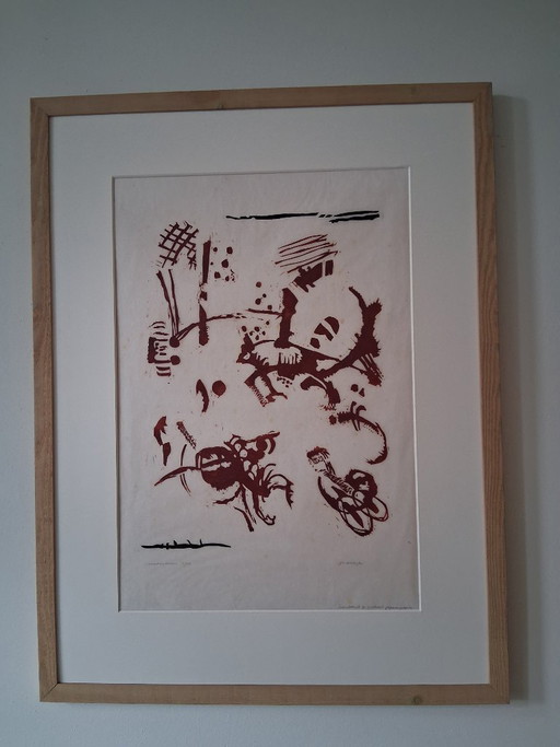 letterpress lino, Insect circus by Marianne v d Heijden