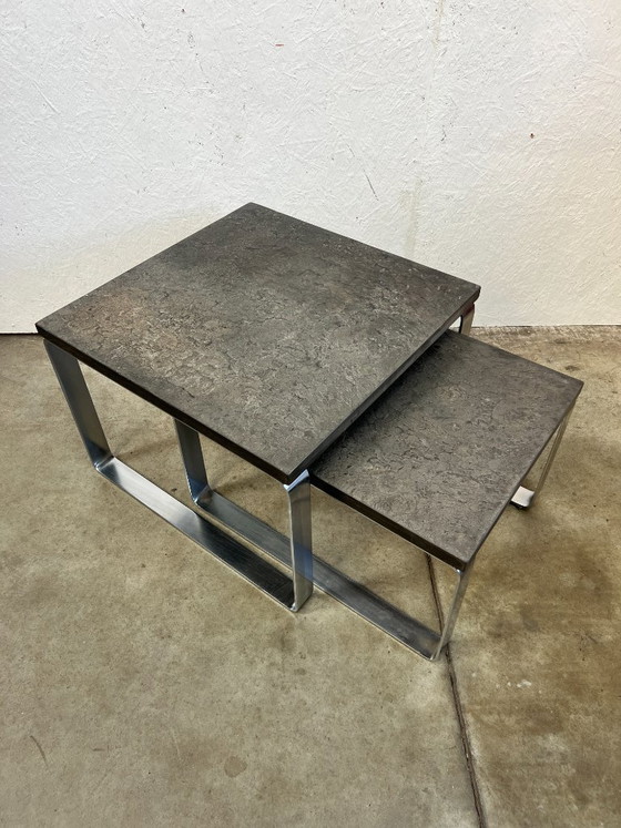 Image 1 of Set of Vintage Coffee Tables, Slate, Peter Draenert, Belgium, 1970s