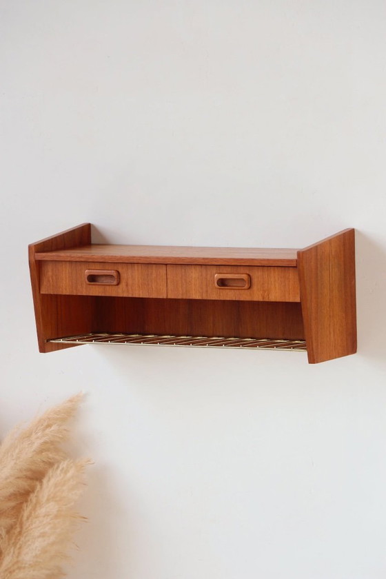 Image 1 of Vintage Swedish teak wall console – 1950s design